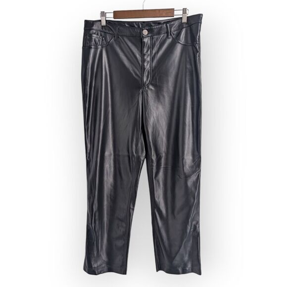 JOIE Pants - Joie Faux Leather Jeans Womens Size 14 Shiny Black‎ Straight Leg Pants Mobwife